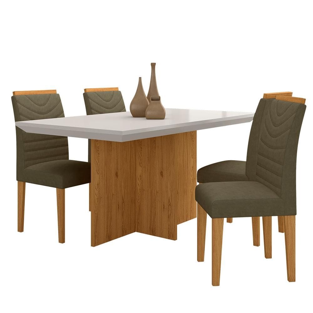 Mesa Com 4 Cadeiras Duda 1,36 Cin/off White/capucci - Móveis Arapongas