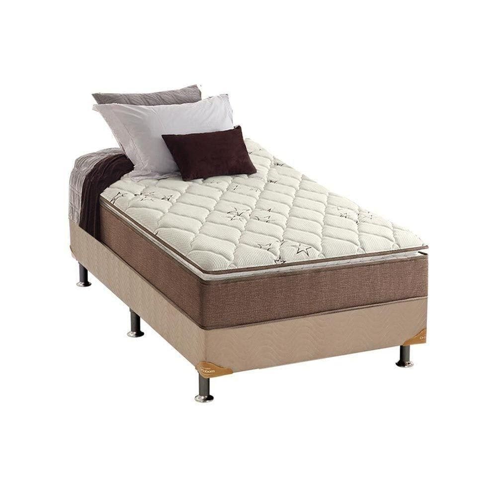 Cama Box Solteiro: Colchão Anatômico Anjos D28/Ag65 Star + Base Crc Suede Clean(88X188)