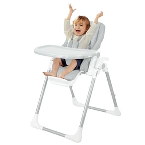 Cadeira alta para bebês Babilous 4 em 1 com encosto ajustável cinza