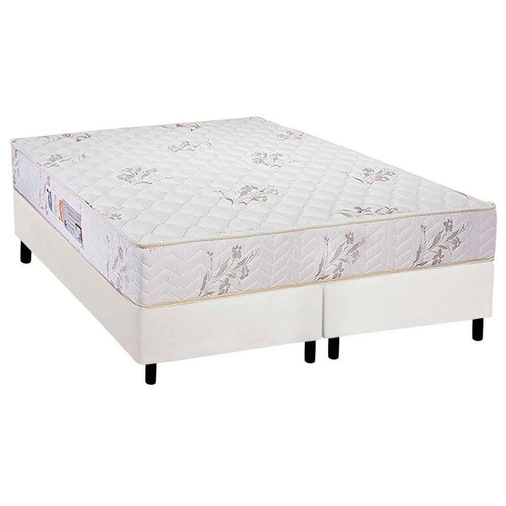 Cama Box King: Colchão Espuma Luckspuma D45 Gran Luck + Base Crc Courano White(193X203)