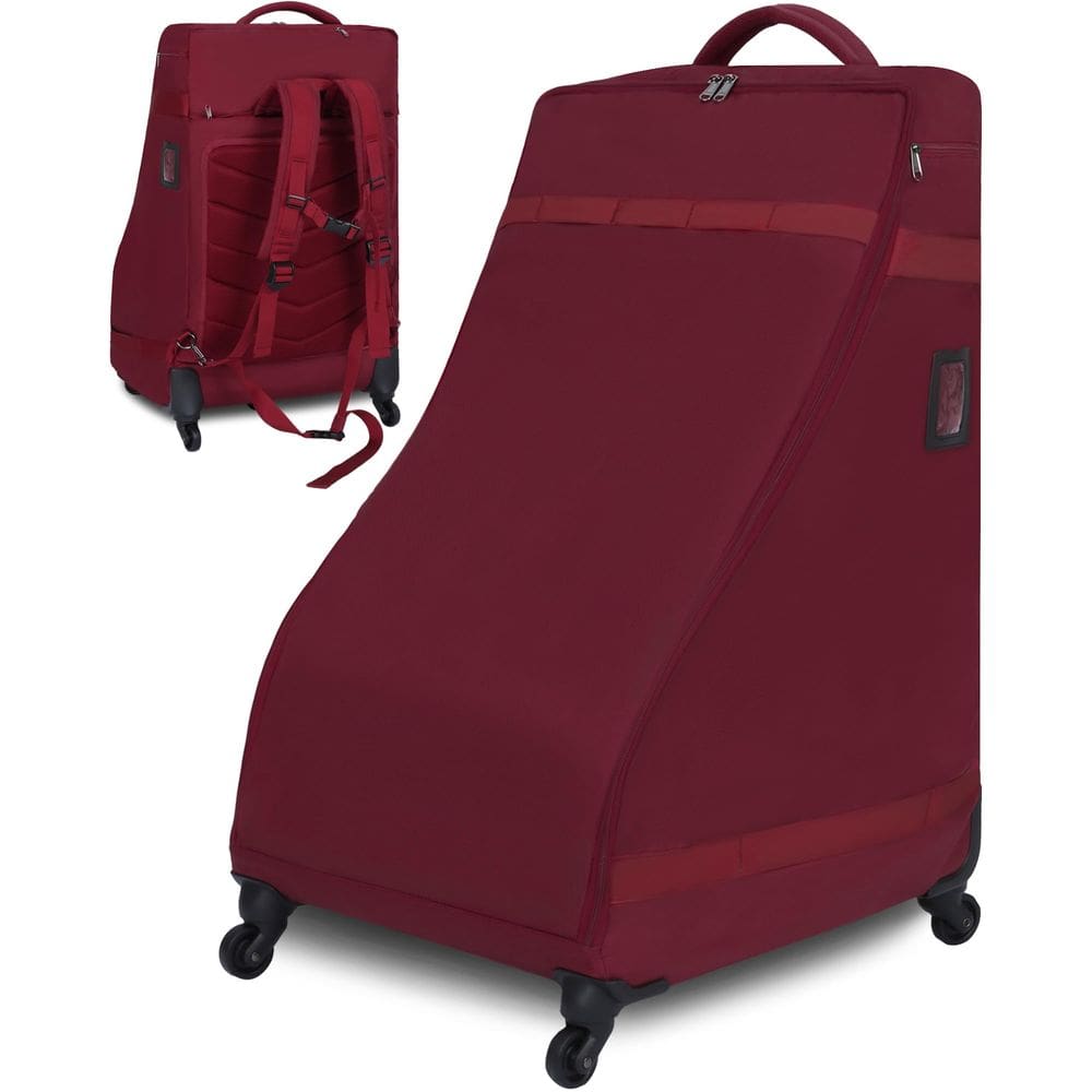 Mochila de assento de carro com rodas para viagens aéreas vermelha