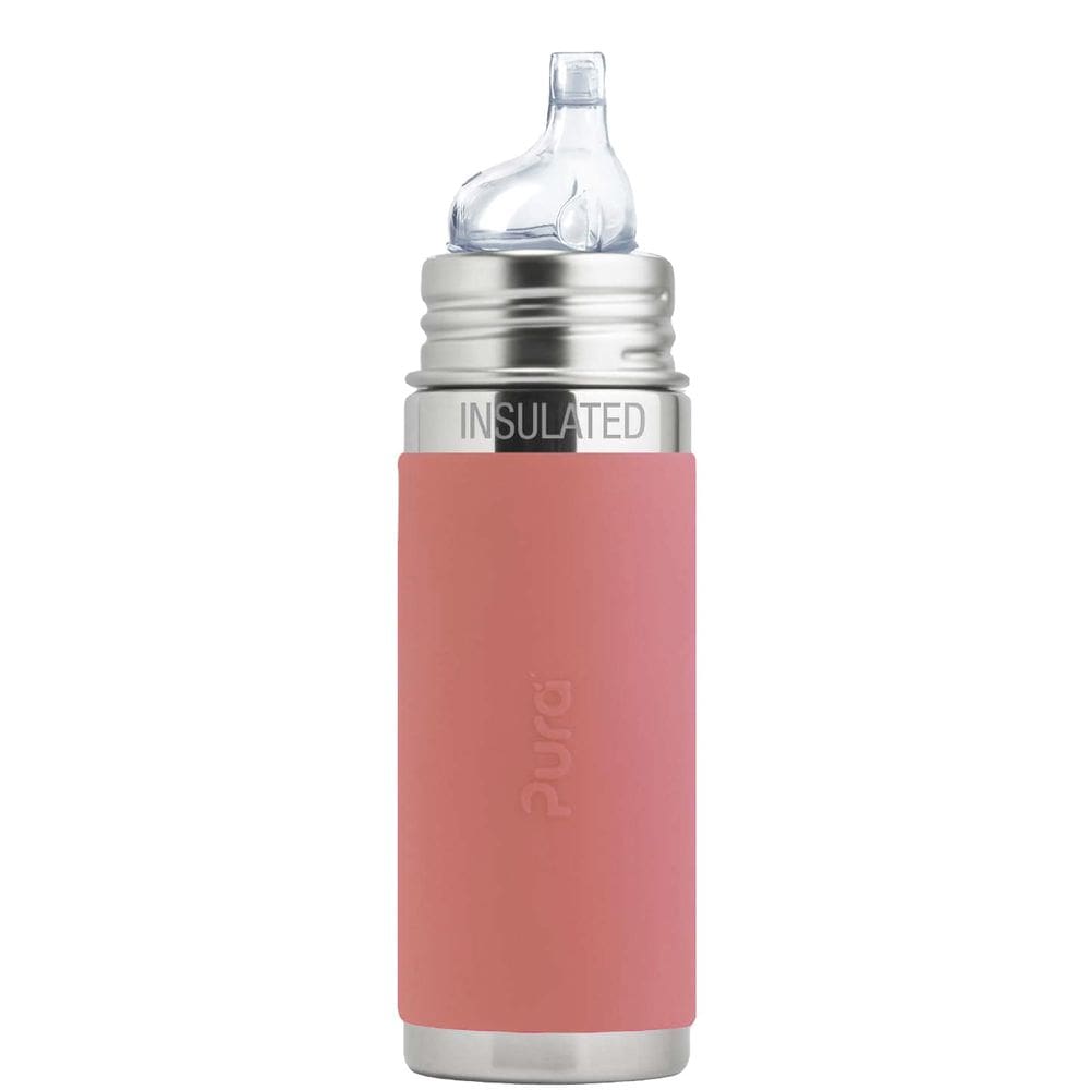 Garrafa com canudinho Pura Kiki isolada 260 ml de aço inoxidável rosa