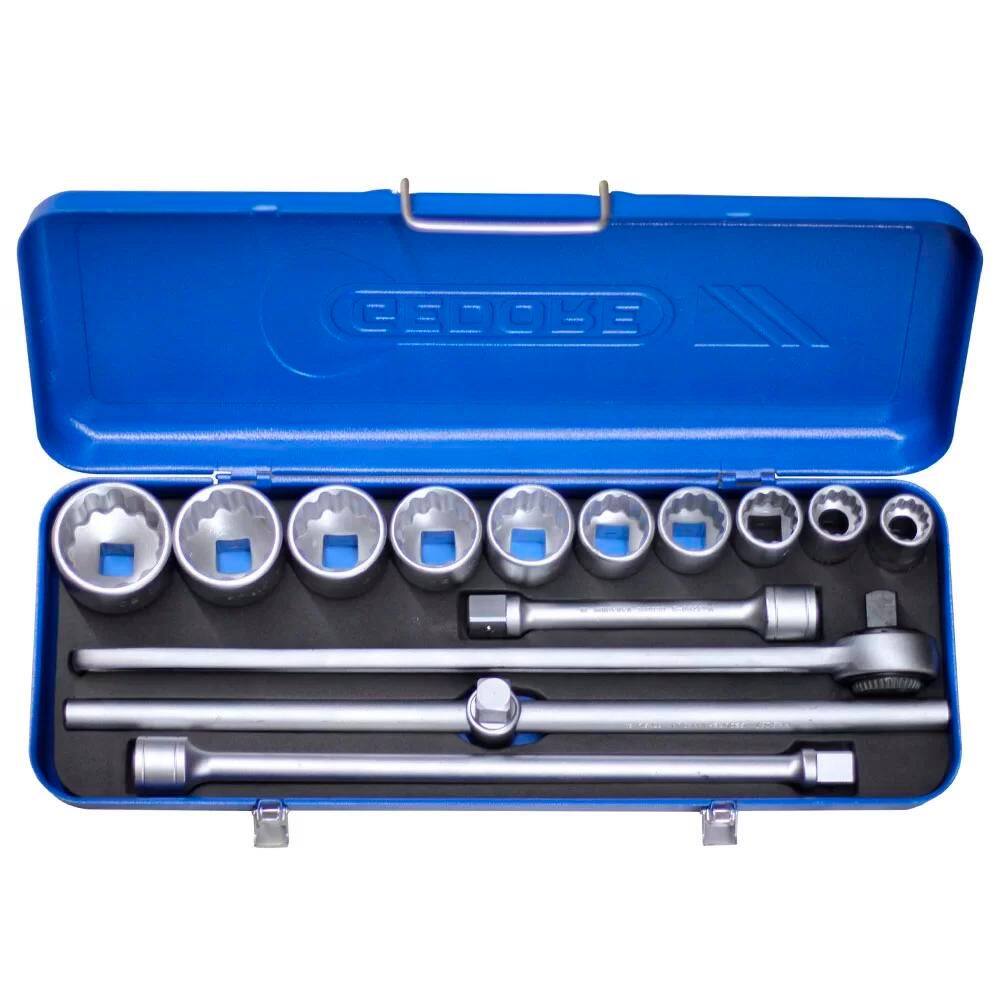 Jogo de Soquetes Estriados e Acessórios com 14 peças 22 - 50 mm Encaixe 3/4" - Gedore 017201