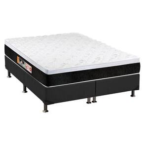 Cama Box Queen: Colchão Espuma Castor D45 Black E White + Base Crc Suede Gray(158X198)