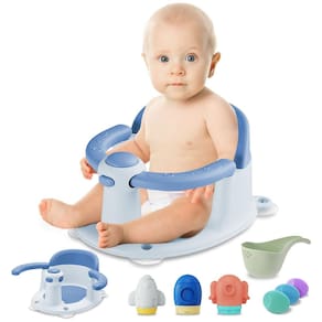 Assento de banho de bebê TOSGN para bebês de 6 a 24 meses com acessórios azuis