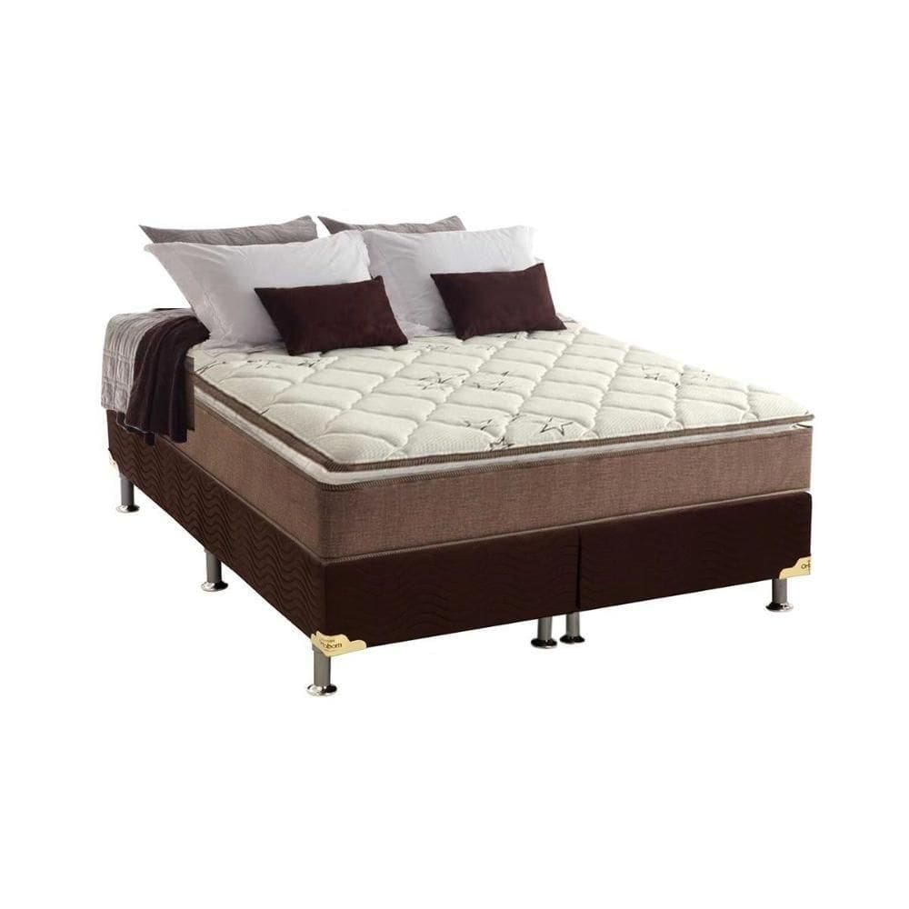Cama Box Queen: Colchão Espuma Anjos D28/Ag65 Star + Base Crc Suede Brown(158X198)