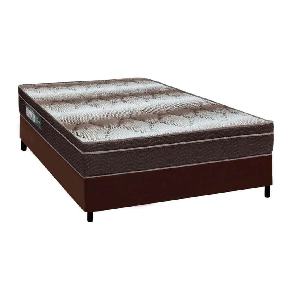 Cama Box Casal: Colchão Ortopédico Ortobom Light + Base Crc Courano Brown(138X188)
