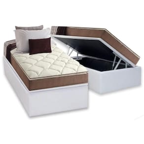 Cama Box Baú Solteiro: Colchão Ortopédico Anjos D28 - Ag65 Star Pillow Top + Base Crc Courano White(88x188)