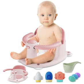 Assento de banho de bebê TOSGN para bebês de 6 a 24 meses com pincéis e brinquedos