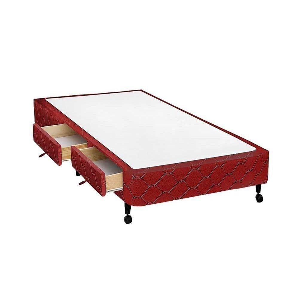 Cama Box Base C/gavetas Solteiro Poli Tecido Wine (88x27-c/2 Gavs) - Castor