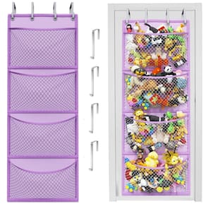 Rede de rede de pelúcia Honeyera Plush Storage Over Door Purple