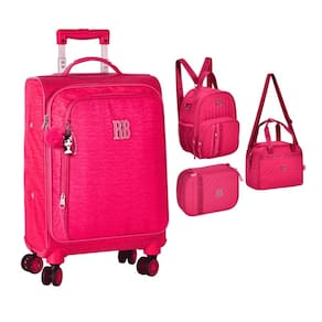 Kit Mala Escolar Rodas 360 + Estojo + Lancheiras Rebecca Bonbon Rosa