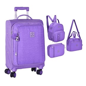 Kit Mala Escolar Rodas 360 + Estojo + Lancheiras Rebecca Bonbon Roxo