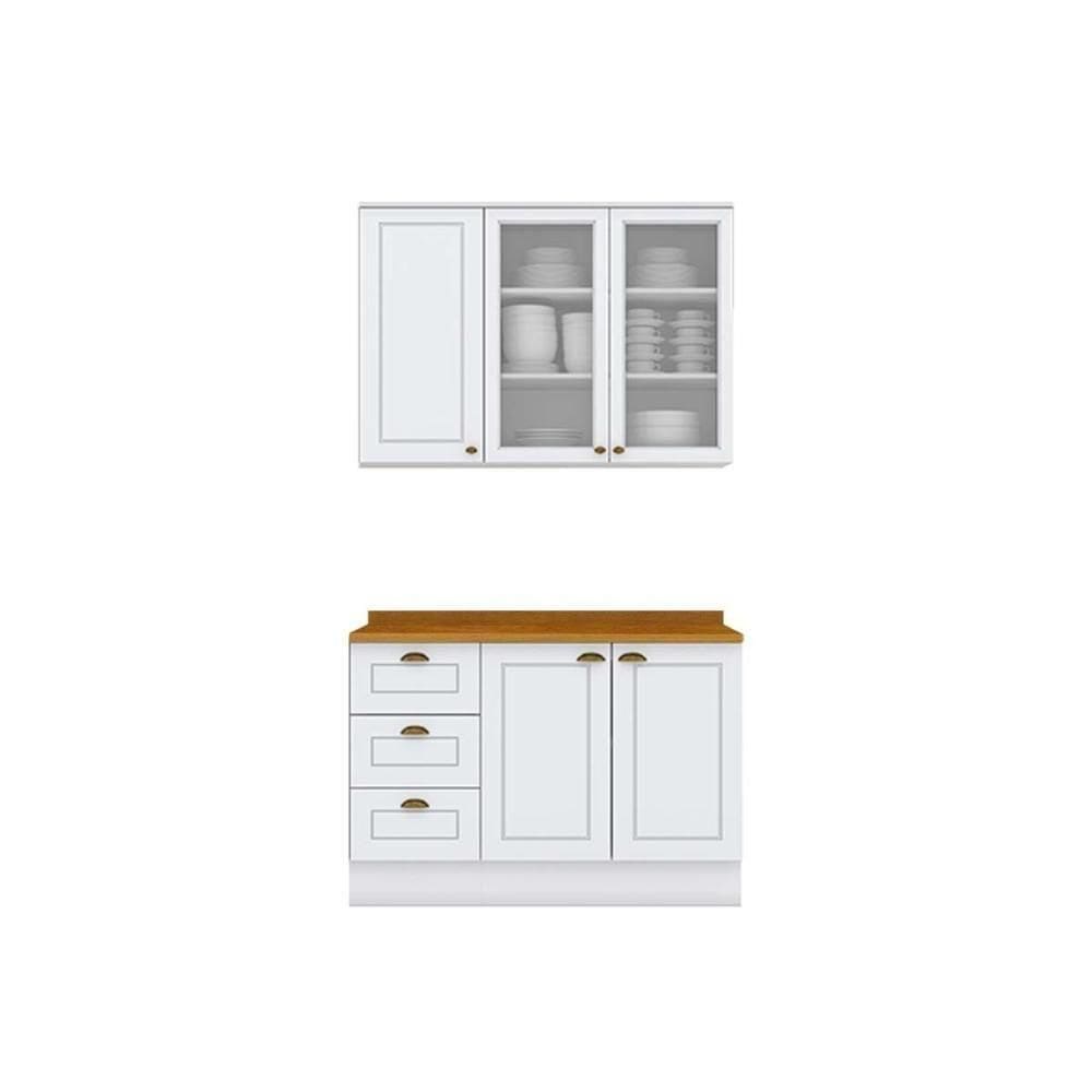 Cozinha 3 Peças (1 Aéreo + 1 Balcão + 1 Complemento) Cz126 Branco