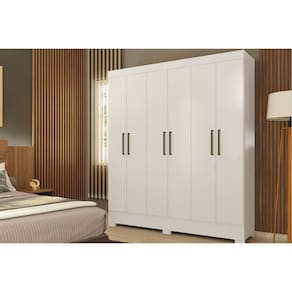 Guarda Roupa Solteiro 6 Portas E 2 Gavetas Verso Branco Demóbile