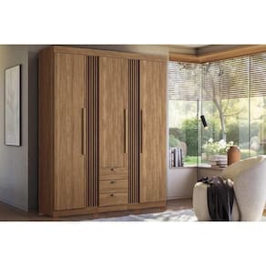 Guarda Roupa Solteiro 3 Portas 3 Gavetas C/ Pés 3.3 Aurora Jatoba - Santos Andirá