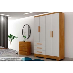 Guarda Roupa 4 Portas E 3 Gavetas C/pés Encant/berlim Cumaru/fendi - Novo Horizonte