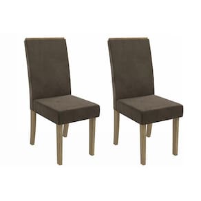 Cadeira Sala De Jantar 2cad142ng Kit 2 Un Nogueira-veludo Marrom A033 - Kappesberg