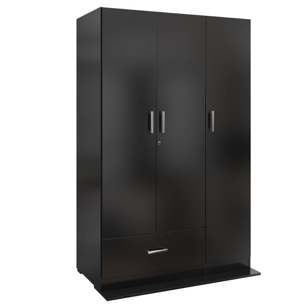 Guarda Roupa Ditália 3 Portas 1 Gaveta Dm-578 Cor:preto Preto