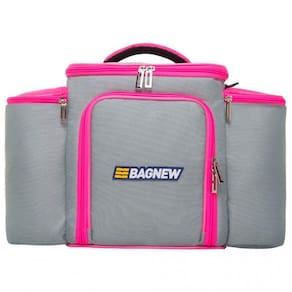 Bolsa Térmica 4 Potes - Cinza Com Rosa - Padrão: único