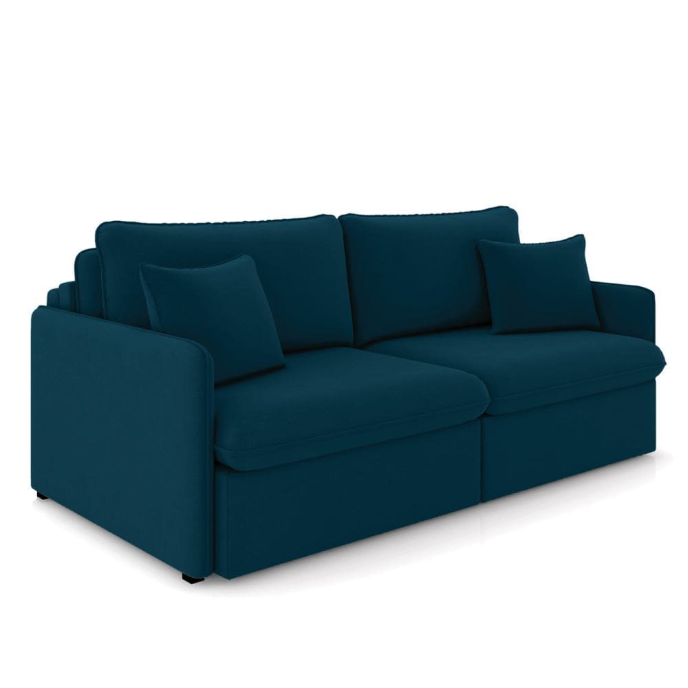 Sofá Retrátil Reclinável 4 Lugares 254cm Maili Veludo Azul K01 - D`Rossi