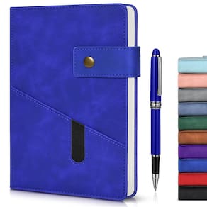 Caderno de diário vfaejll A5 forrado de couro 200 páginas com caneta