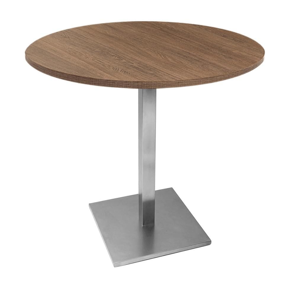 Mesa Alpha Inox 77,50 cm (Altura) com Tampo em MDP Redonda 70 cm Imbuia