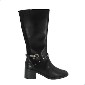 Bota Ramarim Feminina Cano Longo Salto Médio Preto