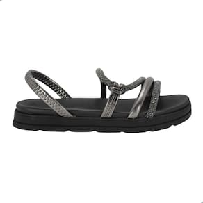 Sandália Feminina Moleca Tiras Glitter Preto