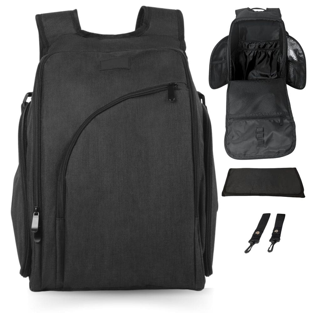 Mochila de viagem para fraldas JOHAR Spacious impermeável preta