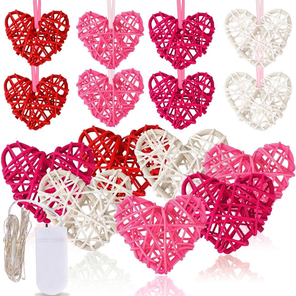 Ornamentos pendurados NOVWANG Heart Rattan Balls Dia dos Namorados