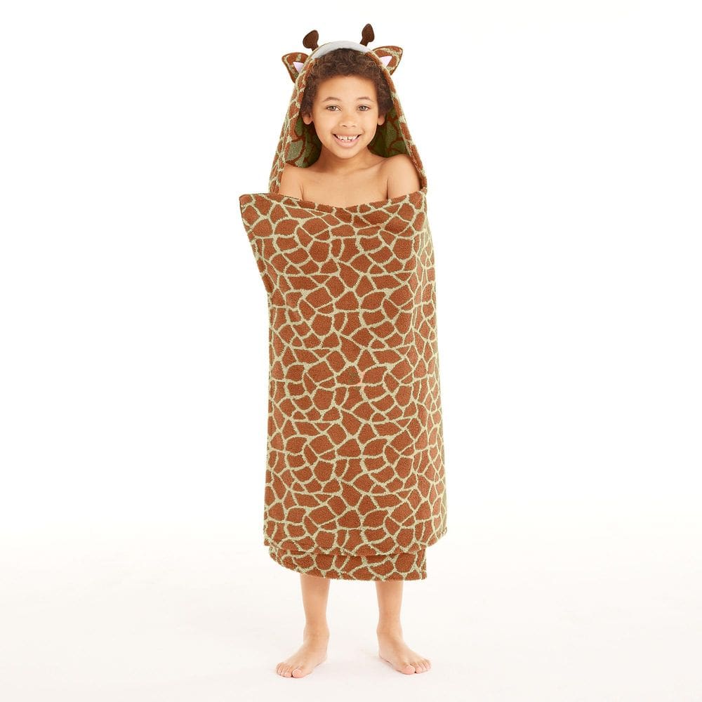 Toalha com capuz Lands` End Giraffe para crianças 54x27 cm 100% algodão