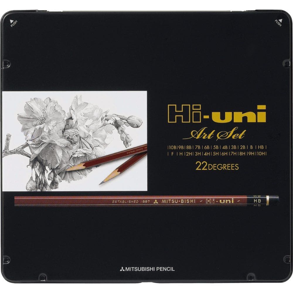 Art Set Lápis de madeira Uni Hi 10B a 10H - Caixa com 22
