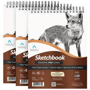 Caderno de esboços Bellofy 3X 9x12in 100 folhas para crianças e artistas