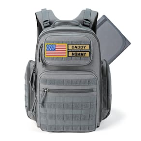 Bolsa de fraldas MIRACOL Military para homens grande com trocador cinza
