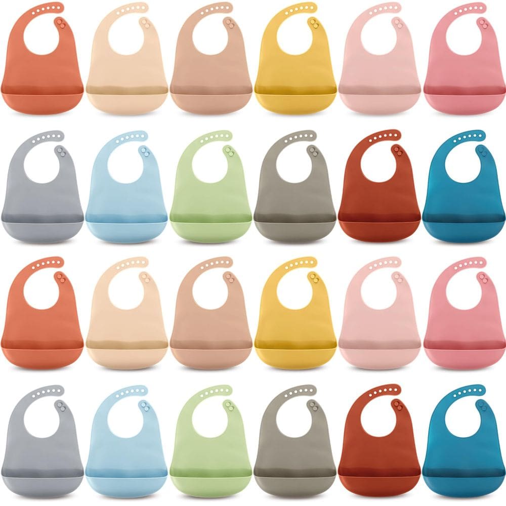 Babadores de silicone Tioncy para bebês e crianças pequenas, 24 unidades à prova d`água