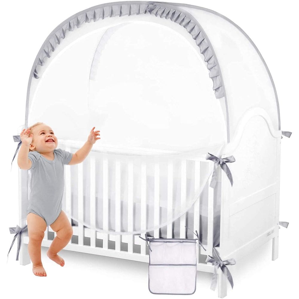 Barraca de berço ZXPLO Baby Safety Infant Pop-up Mosquiteira Cinza