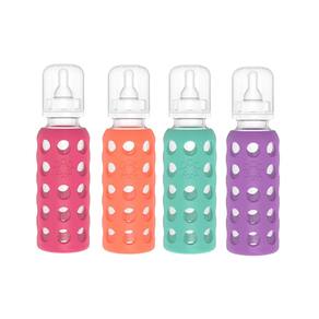 Mamadeiras Lifefactory Glass de 9 onças com capa de silicone, pacote com 4