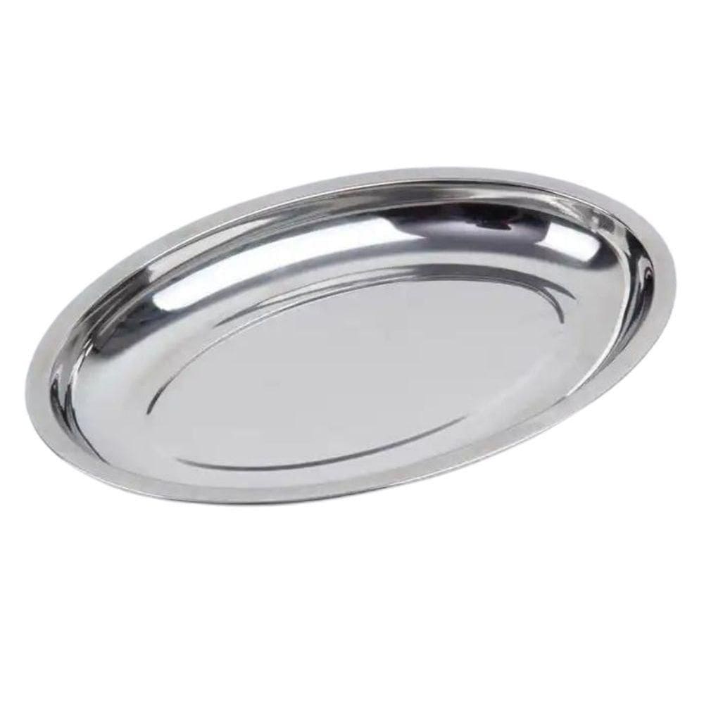 Travessa Oval Inox Funda Porções Parmegiana Arroz 30 Cm