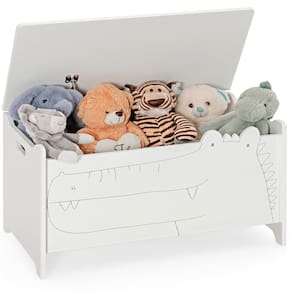 Caixa de brinquedos INFANS Baú de armazenamento infantil de madeira com dobradiça de segurança