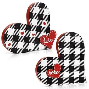 Sinal de amor de madeira para Dia dos Namorados em forma de coração, 2 peças Sereliy