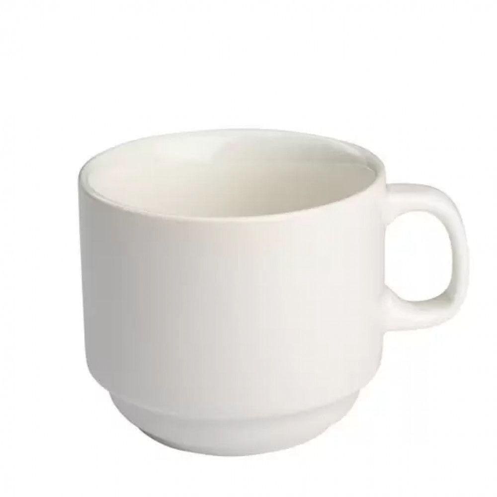 Jogo 10 Xicaras Cha Branca S/pires Empilhavel 200ml Porcelart