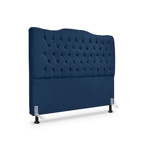 Cabeceira Casal Estofada Premium Dunas - Veludo Azul