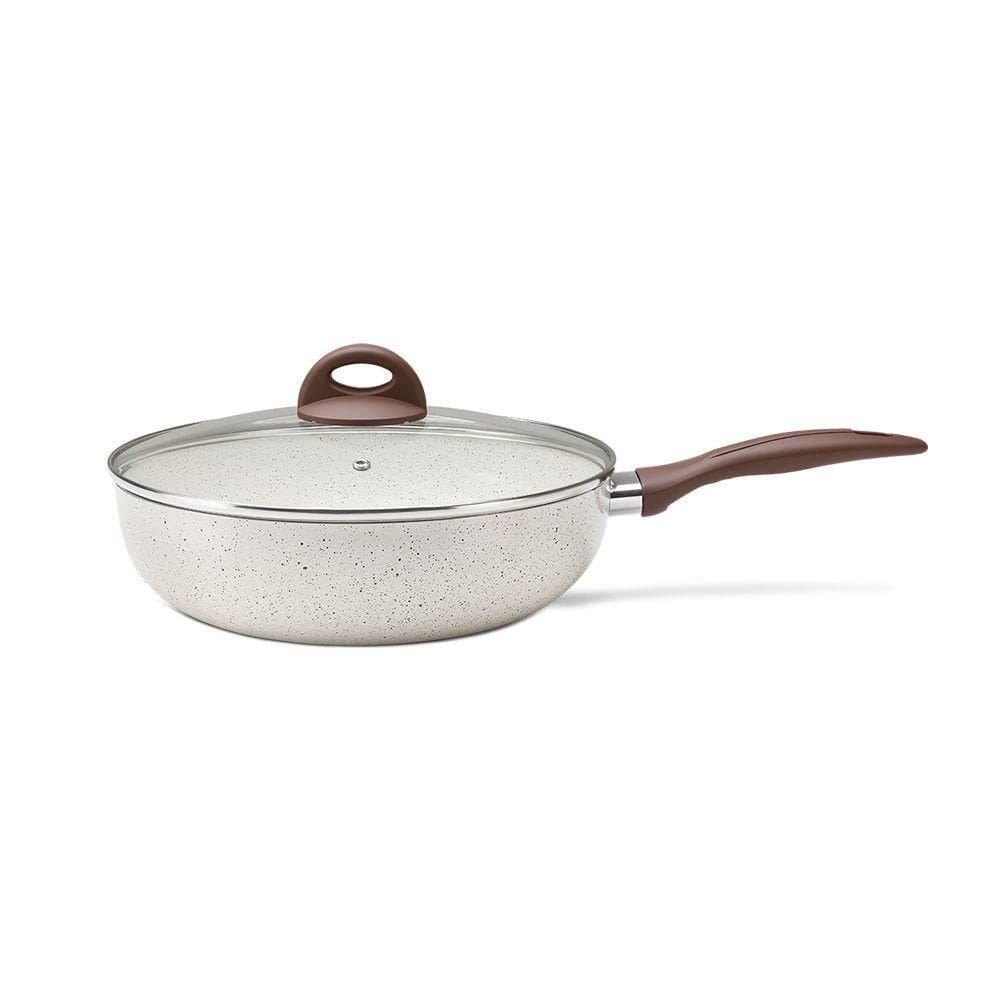 Panela Frigideira Brinox Indução Wok Com Tampa 3,4l Vanilla