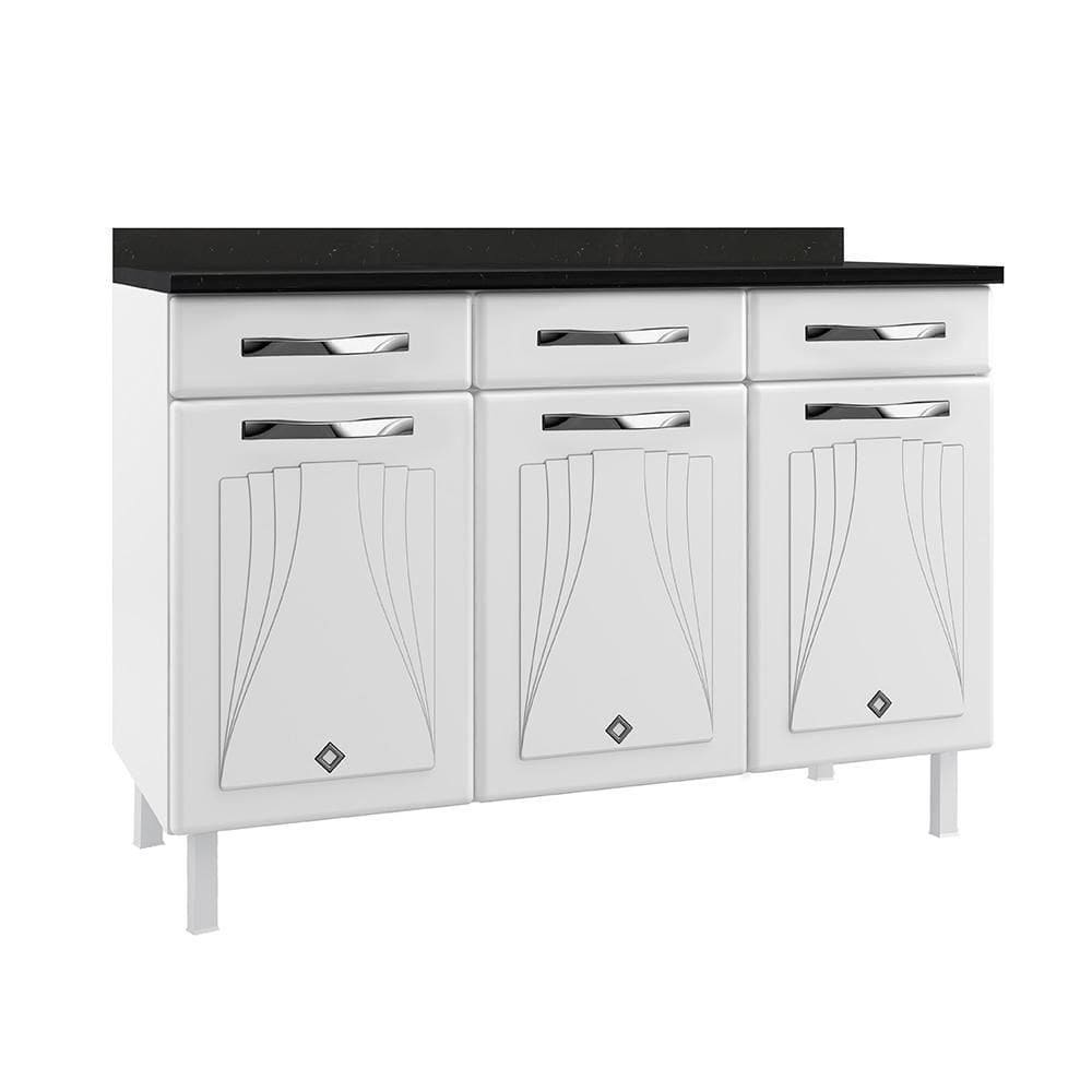 Balcão De Cozinha De Aço Triplo Telasul Star New C/ Tampo Branco