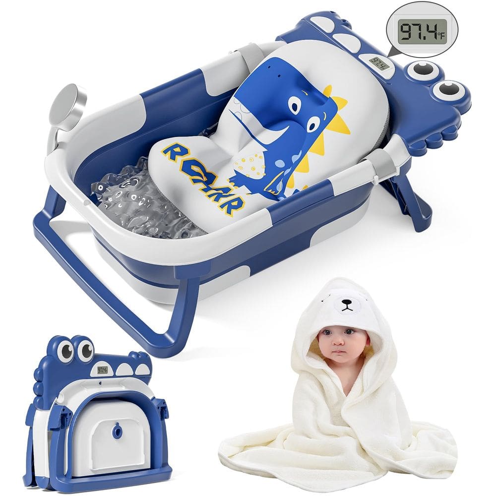 Banheira dobrável para bebês MoreFeel com termômetro e toalha