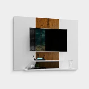 Painel Para Tv Até 50 Polegadas Suspenso Talento Com 2 Prateleiras 91x120cm Branco-canela