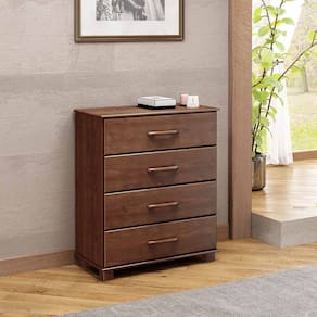 Cômoda com 4 Gavetas e Pés Ouro Café Madeira Pinus - Finestra