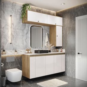 Conjunto Para Banheiro Kappesberg Celeste 7 Peças Nogueira/branco 160cm