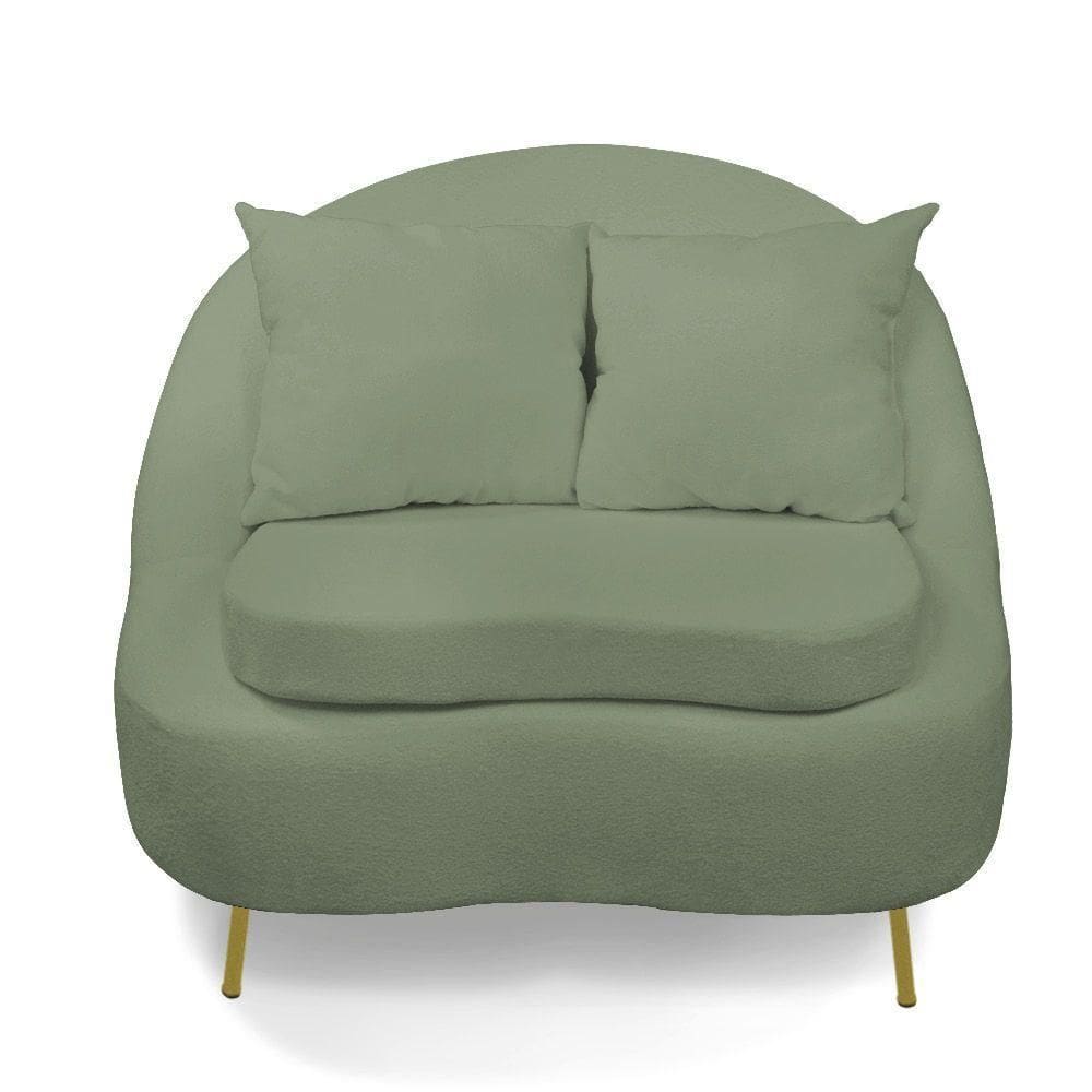 Poltrona Decorativa Orgânica Pé Ferro Dou Zaya Bouclê C05 Menta
